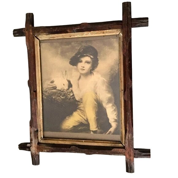 SIR HENRY RAEBURN Boy with Rabbit Photo Print Framed Rustic Cottagecore Wall Art - Picture 2 of 9